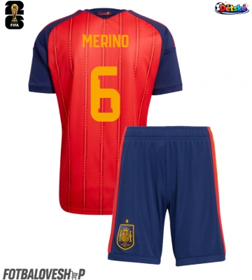 Španělsko Mikel Merino #6 Dětské Domácí Dres MS 2026 Krátký Rukáv (+ trenýrky)